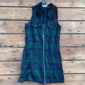 VTG plaid zip up mini dress